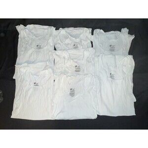 Hanes ComfortSoft Men’s White Ribbed Tank Tops Size M 100% Cotton Lot of 7 NEW